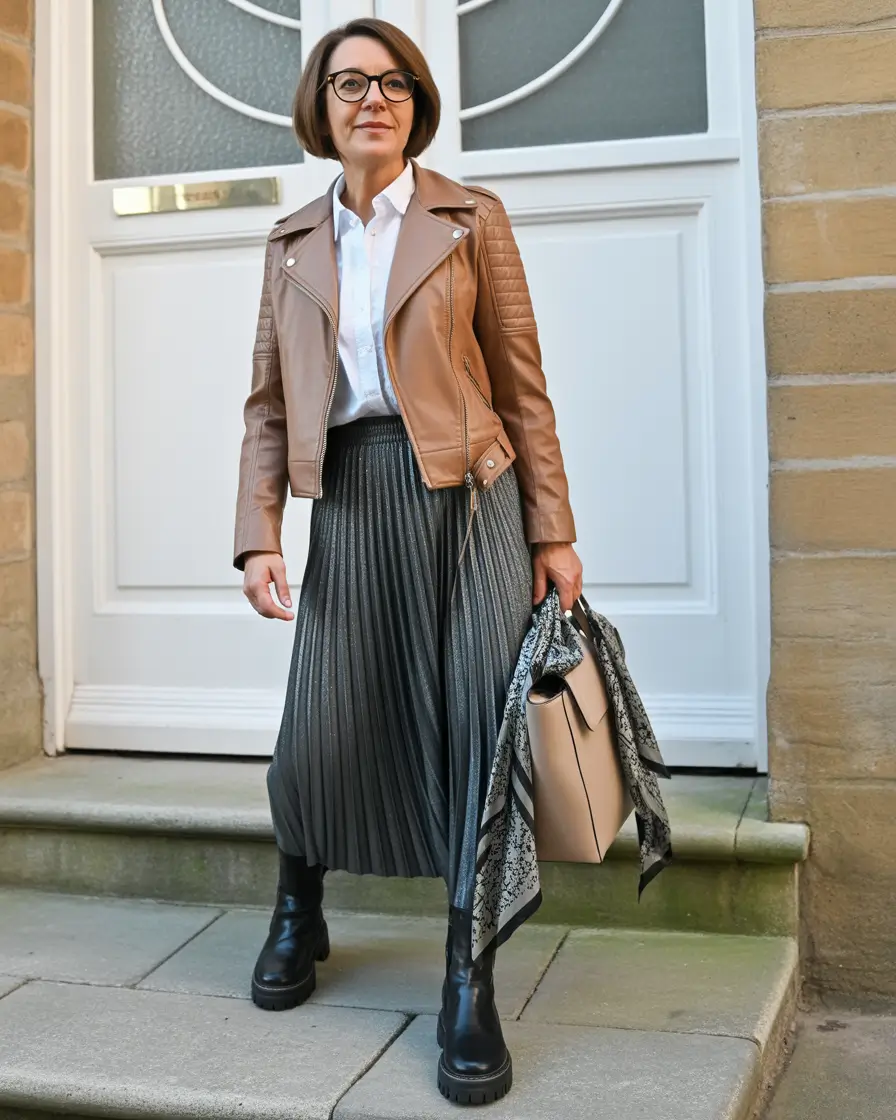 winter outfits for women over 40 ideas 2025 - 2026 Polished Edge With Pleated Grace
