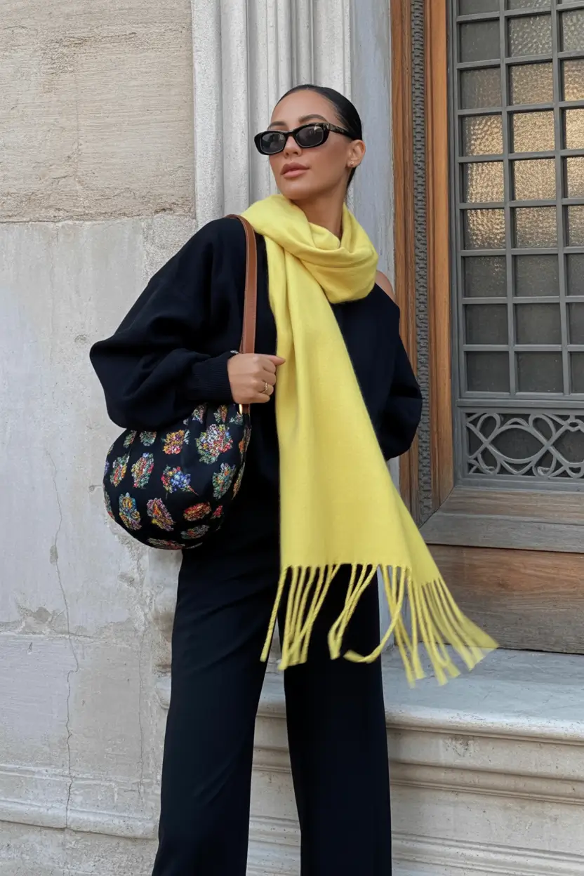 winter outfits inspiration casual Minimalist with a Yellow Twist