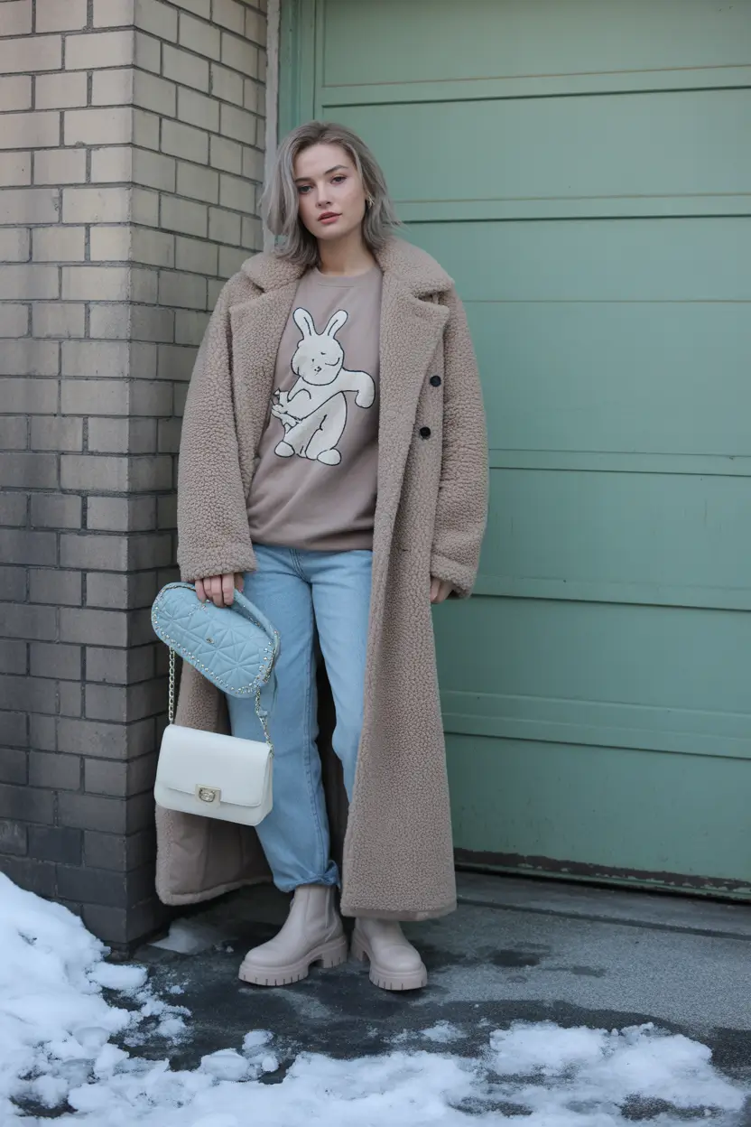 winter outfits inspiration plus size Teddy Coat Comfort