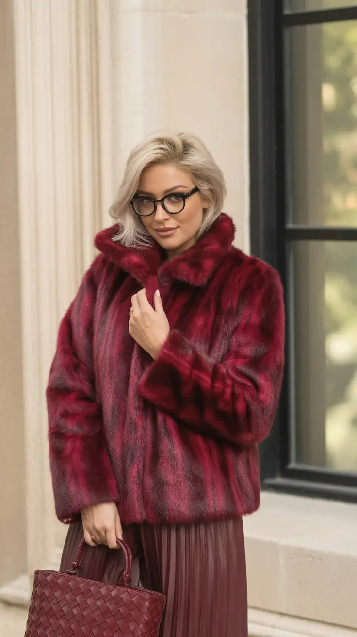 winter outfits inspiration elegant Berry Faux Fur Elegance