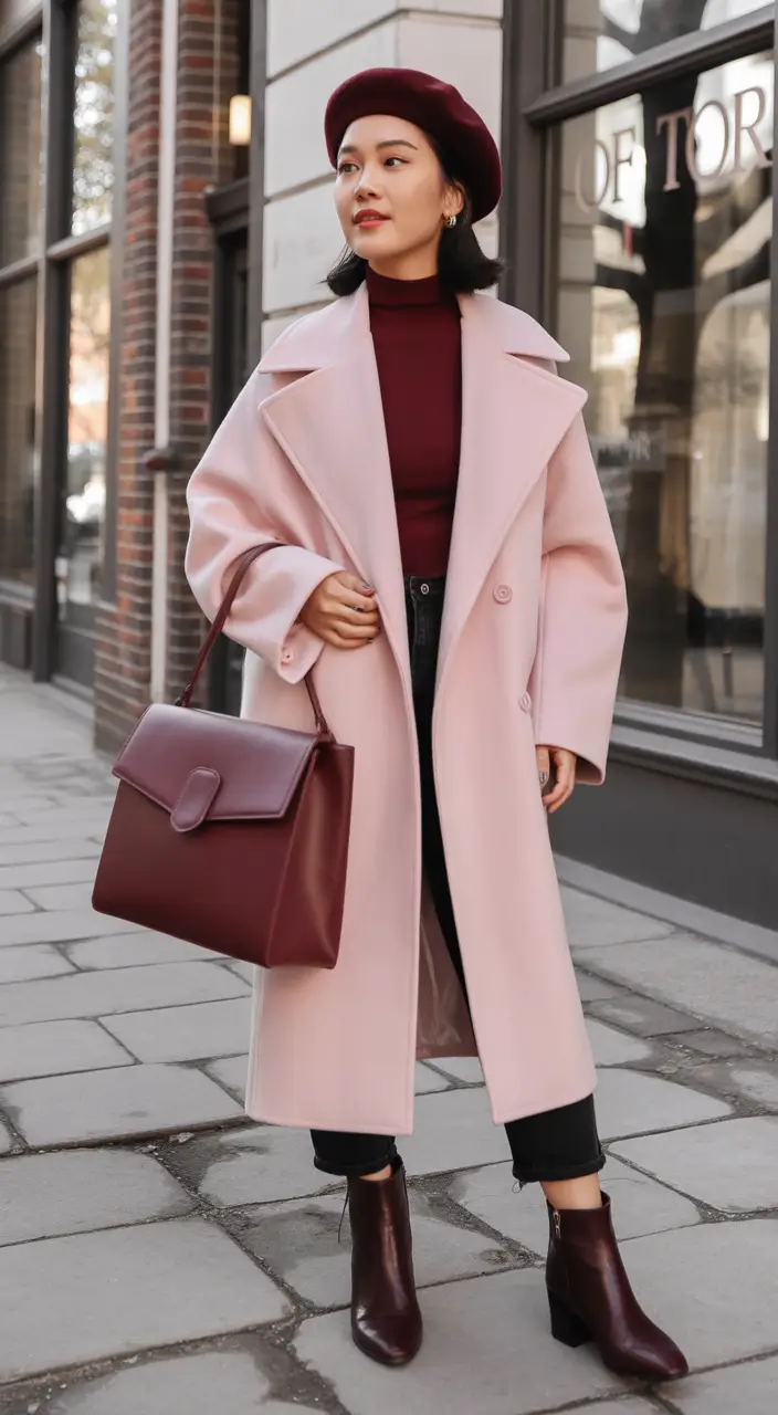 winter outfits inspiration cute Blush and Burgundy Harmony
