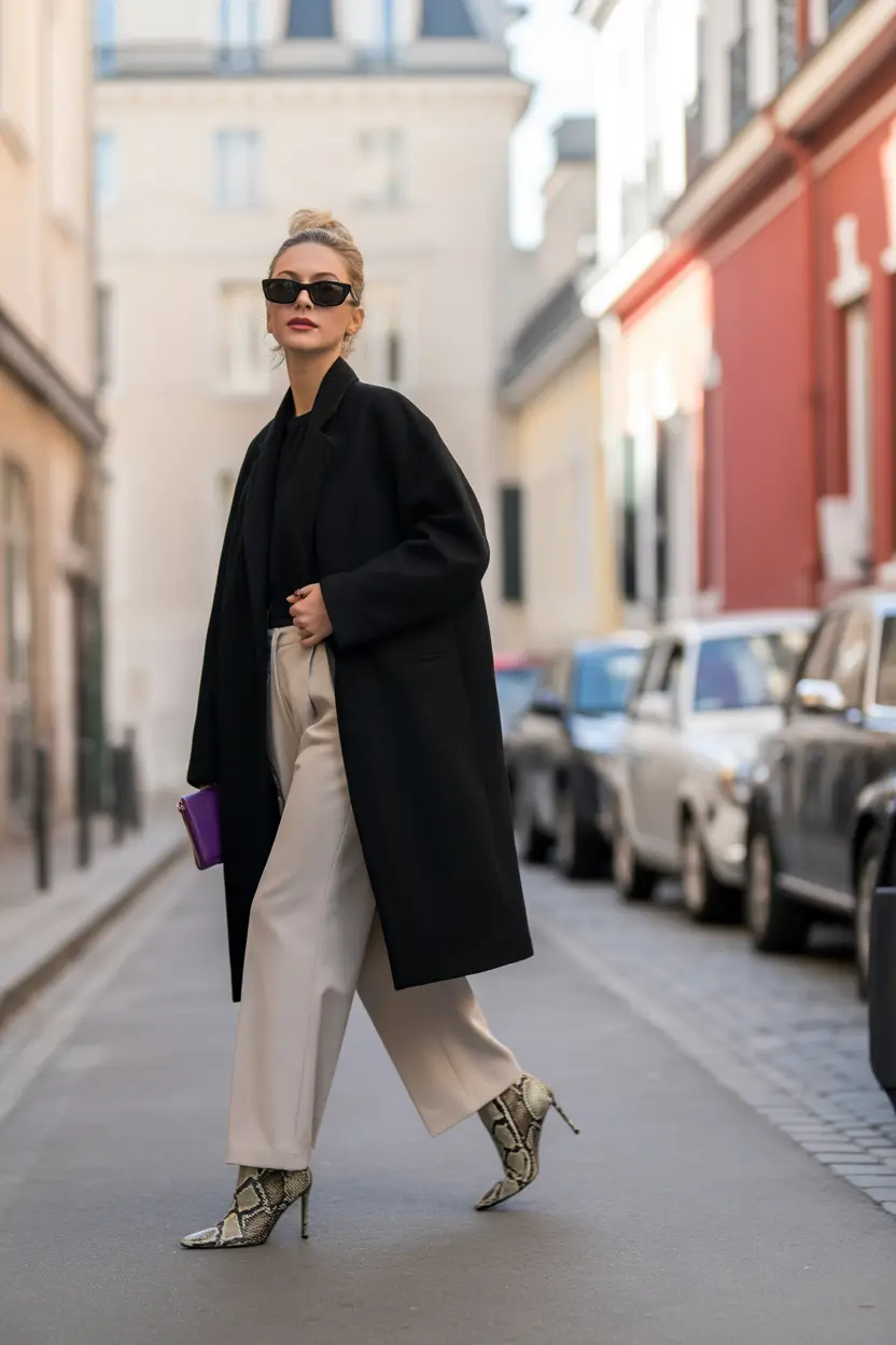 winter outfits inspiration elegant Black Coat Sophistication