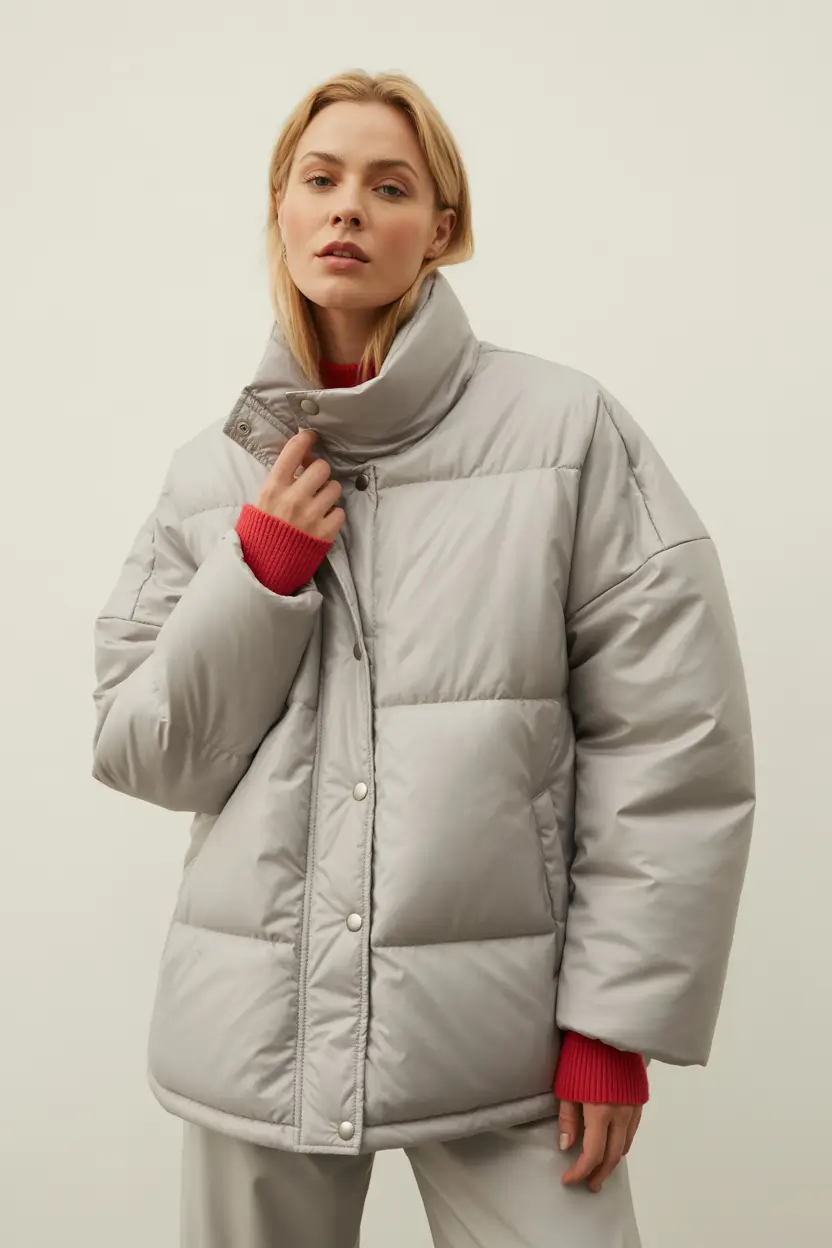 puffer jacket outfit grey Soft Grey Simplicity