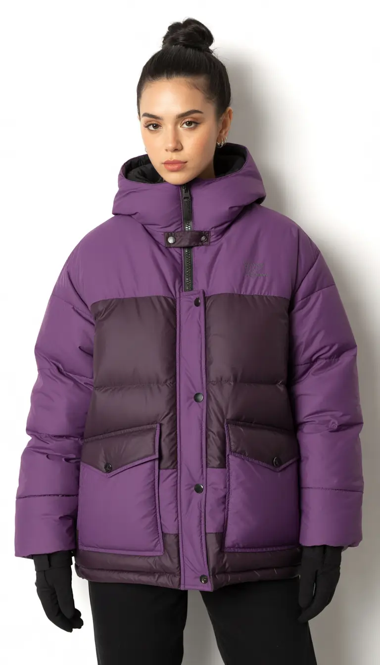 puffer jacket outfit aesthetic Two-Tone Purple Pop