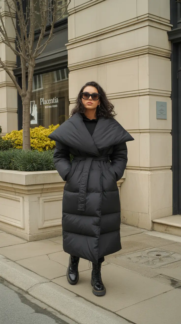 Women Capsule Wardrobe for Winter 2025 2026 All-Black Oversized Puffer
