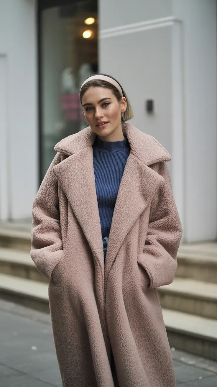 Women Capsule Wardrobe for Winter 2025 2026 Soft Pink Teddy with Denim