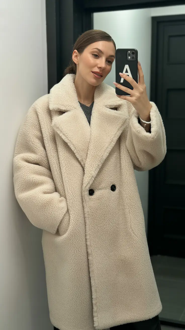 Women Capsule Wardrobe for Winter 2025 2026 Cream Teddy Coat Warmth