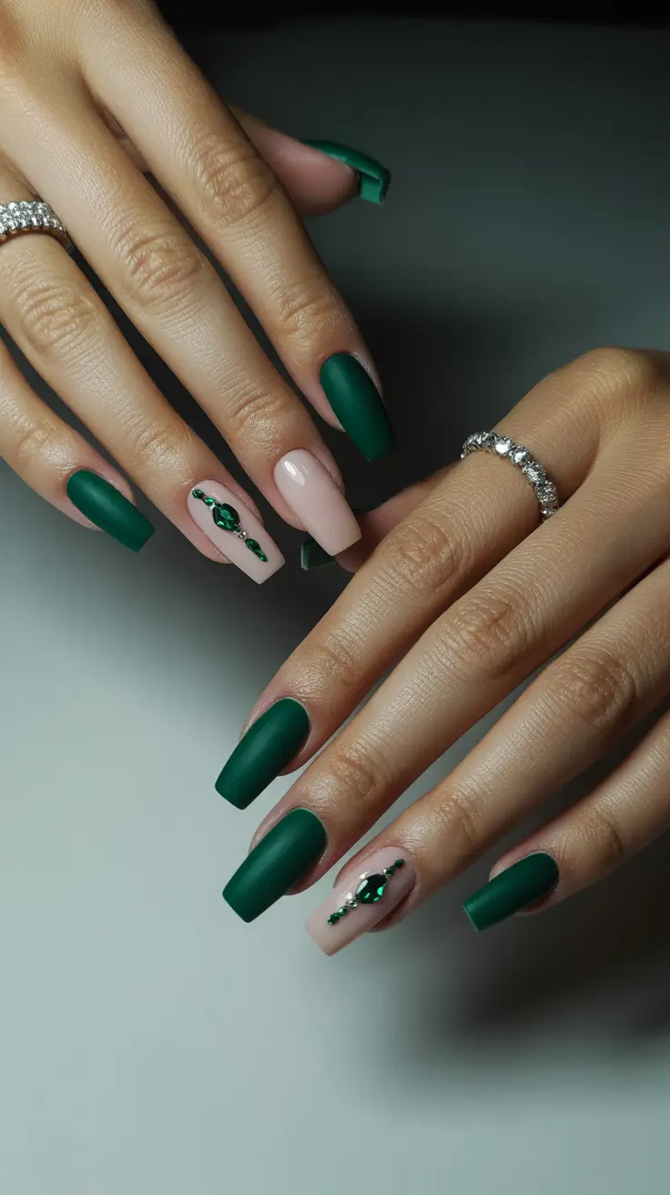 winter acrylic nails designs emerald royalty
