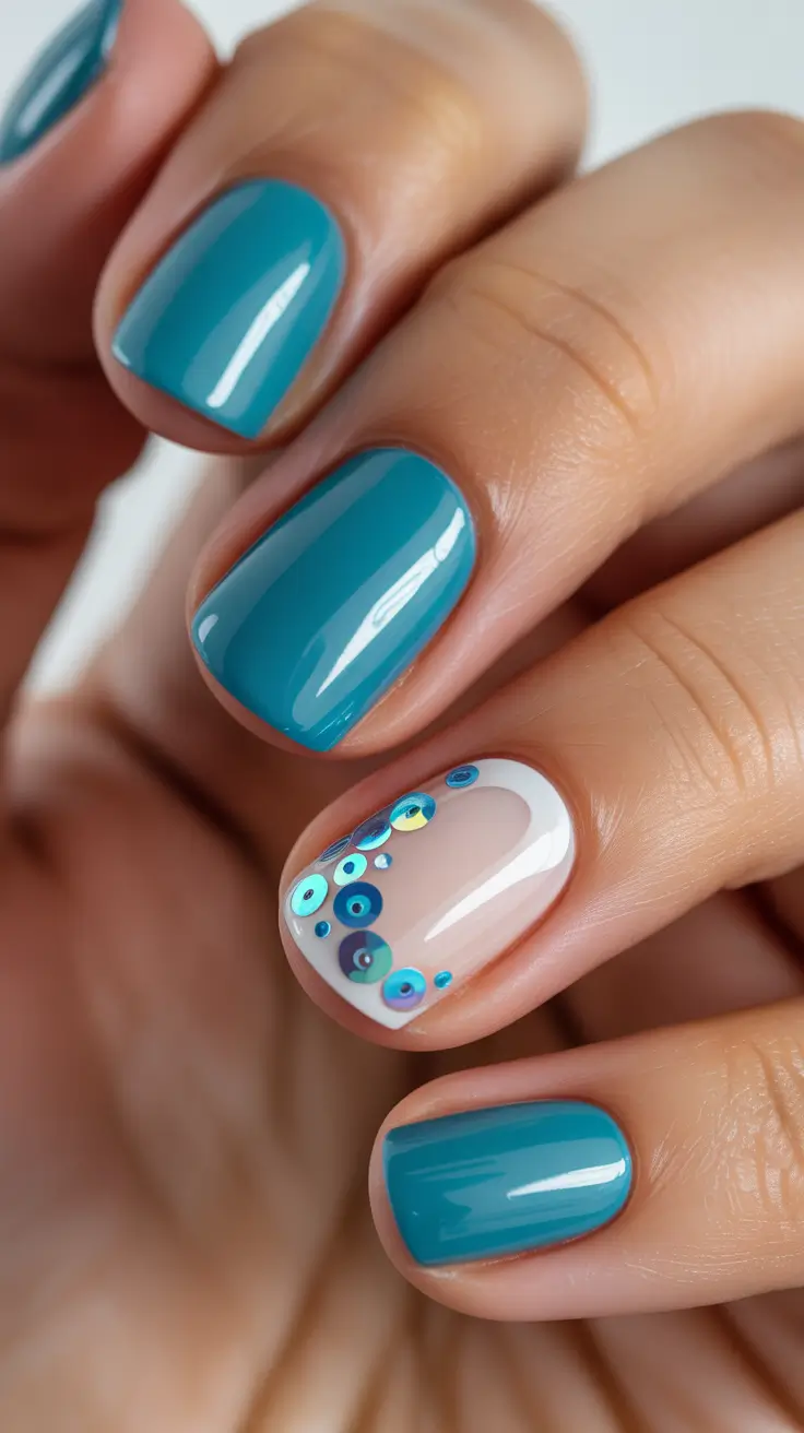 winter acrylic nails blue frosty lagoon