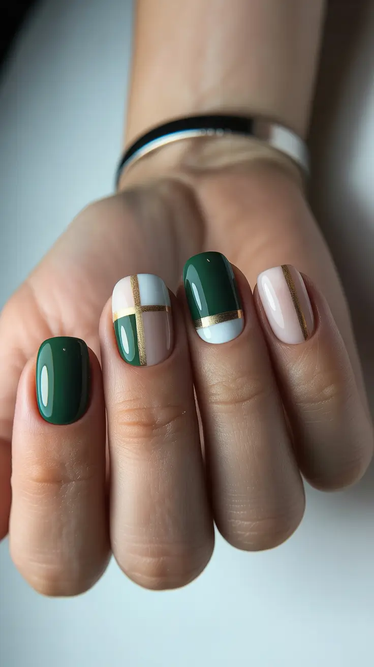 winter acrylic nails square nordic chic grid