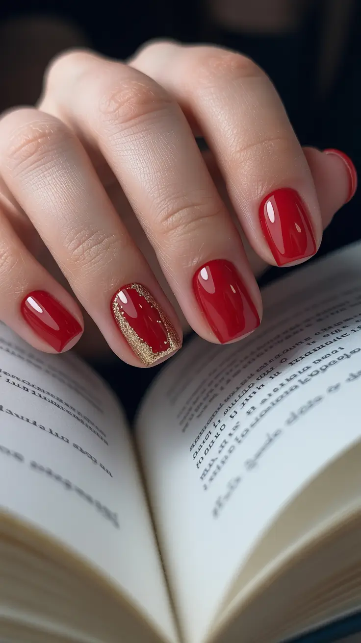 winter acrylic nails red crimson luxe