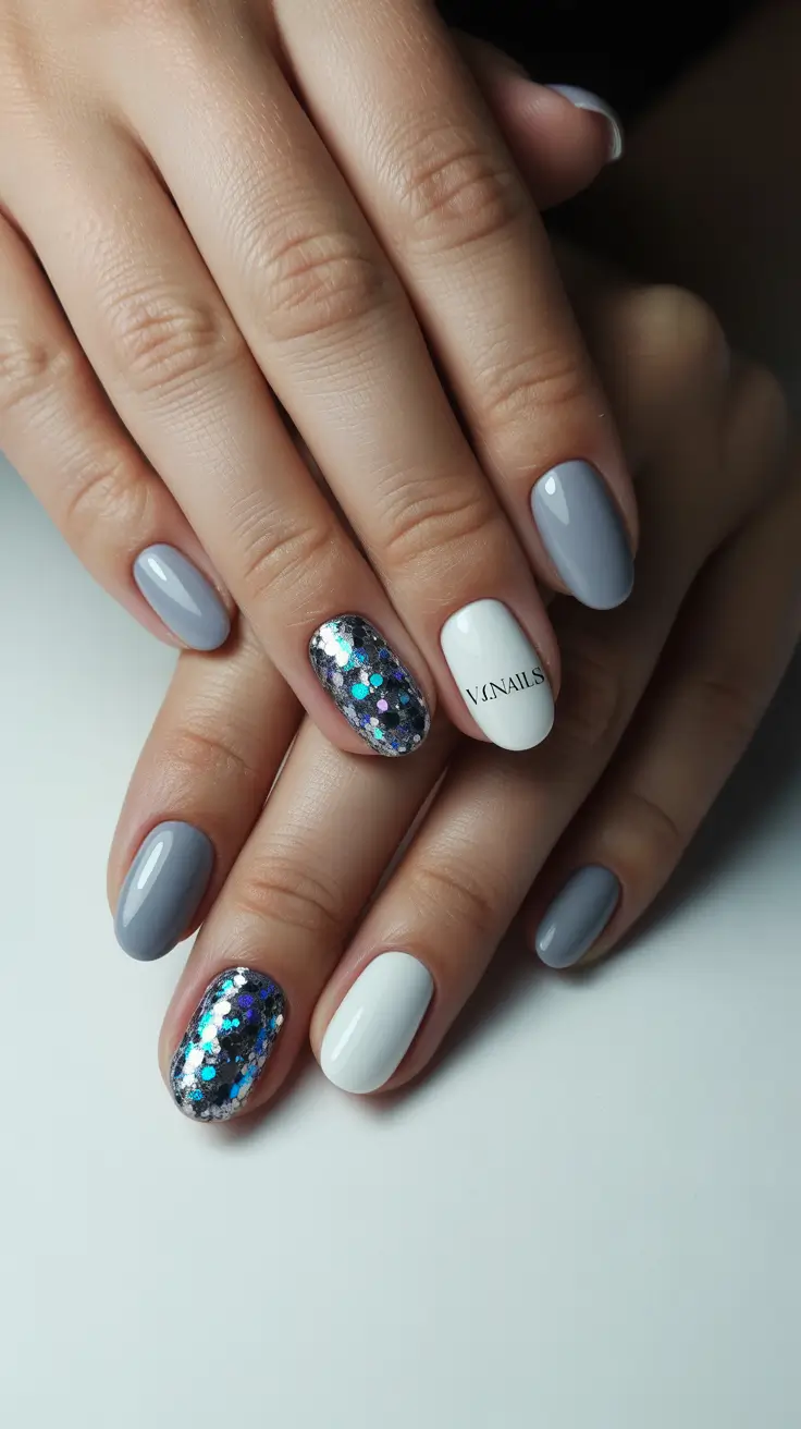 winter acrylic nails designs frosted opal mix