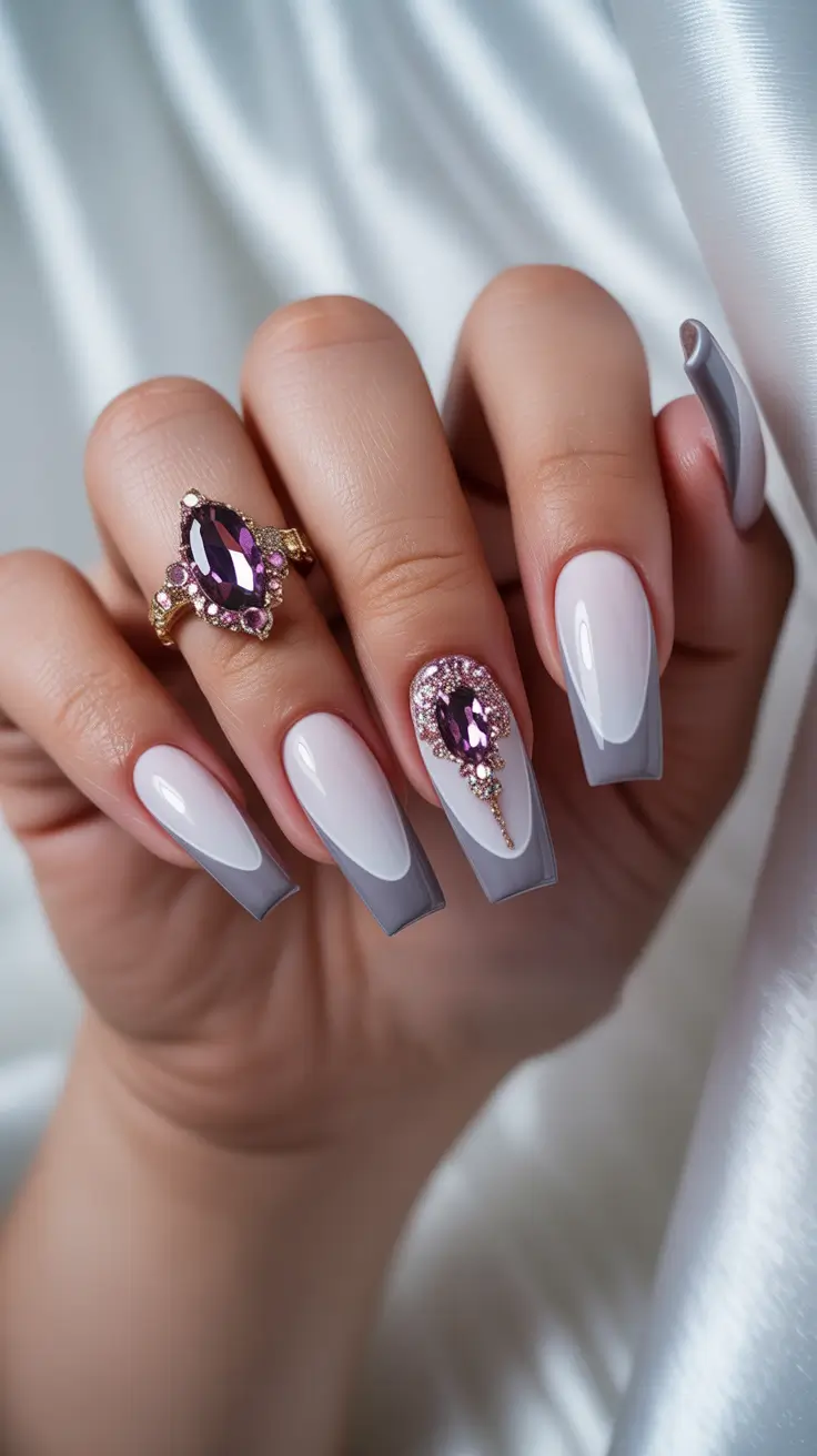 winter acrylic nails french tip opulent french fade