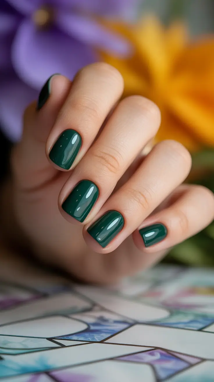 winter acrylic nails simple forest whisper