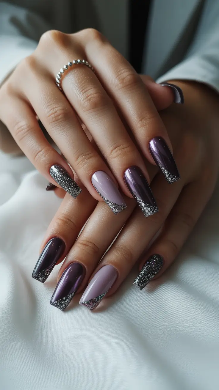 winter acrylic nails designs glam twilight gradient