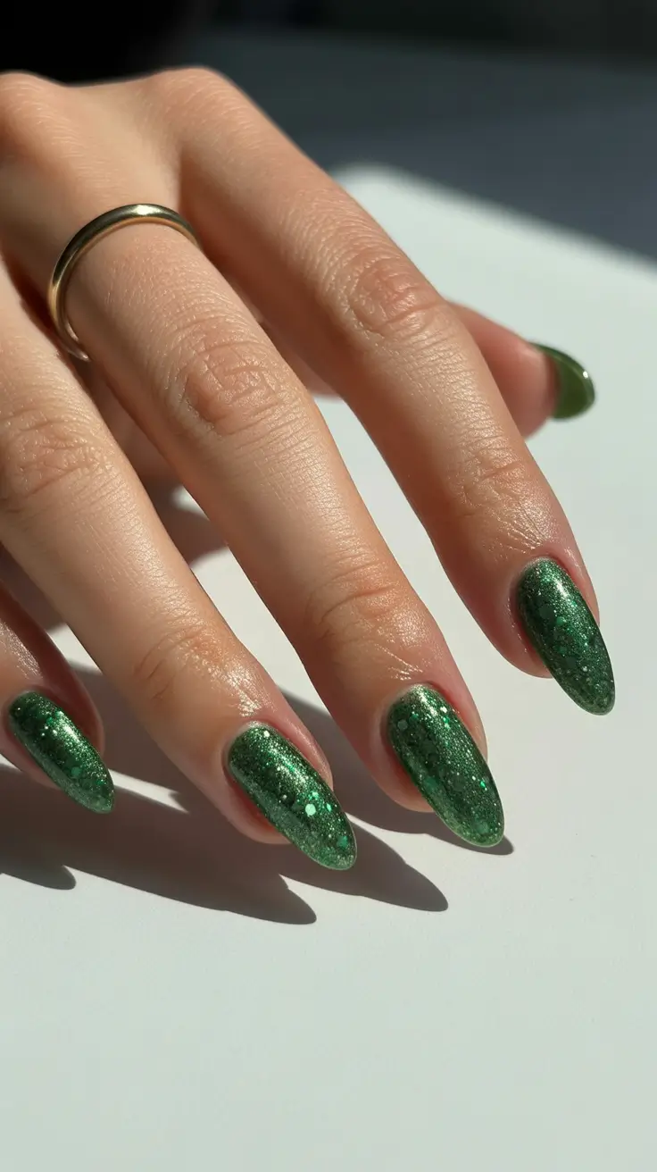 acrylic-nails-and-color-ideas-winter-2025-2026 Emerald Spark