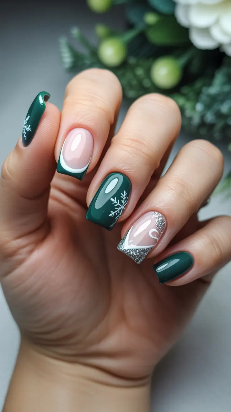 acrylic-nails-and-color-ideas-winter-2025-2026 Evergreen French Fantasy