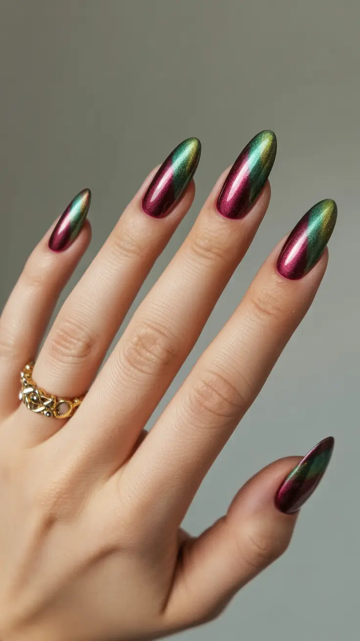 acrylic-nails-and-color-ideas-winter-2025-2026 Metal Mirage