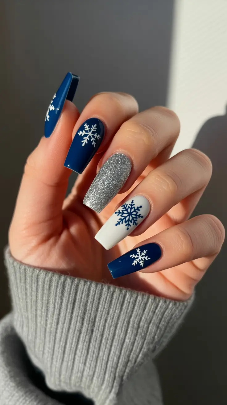 acrylic-nails-and-color-ideas-winter-2025-2026 Snowflake Symphony