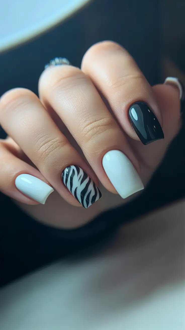 acrylic-nails-and-color-ideas-winter-2025-2026 Monochrome Mood