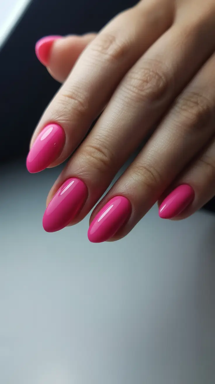 Almond nails and color ideas: winter 2025-2026 Playful Winter Pink