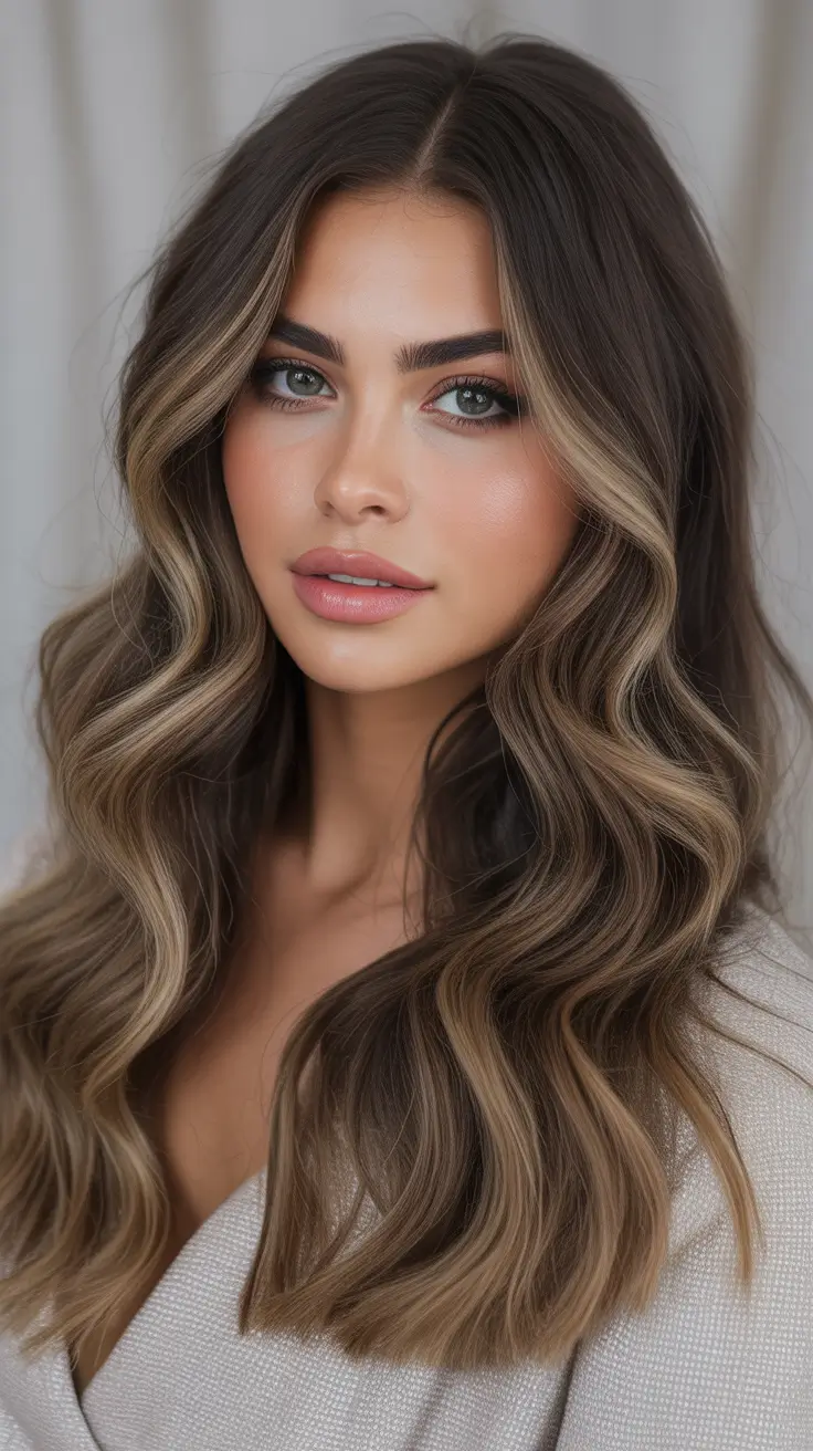 Balayage Hair Color for Winter 2025-2026 Soft Mocha Balayage Elegance