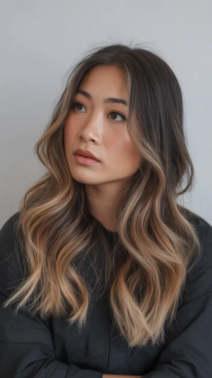 Balayage Hair Color for Winter 2025-2026 Chestnut and Honey Balayage Harmony
