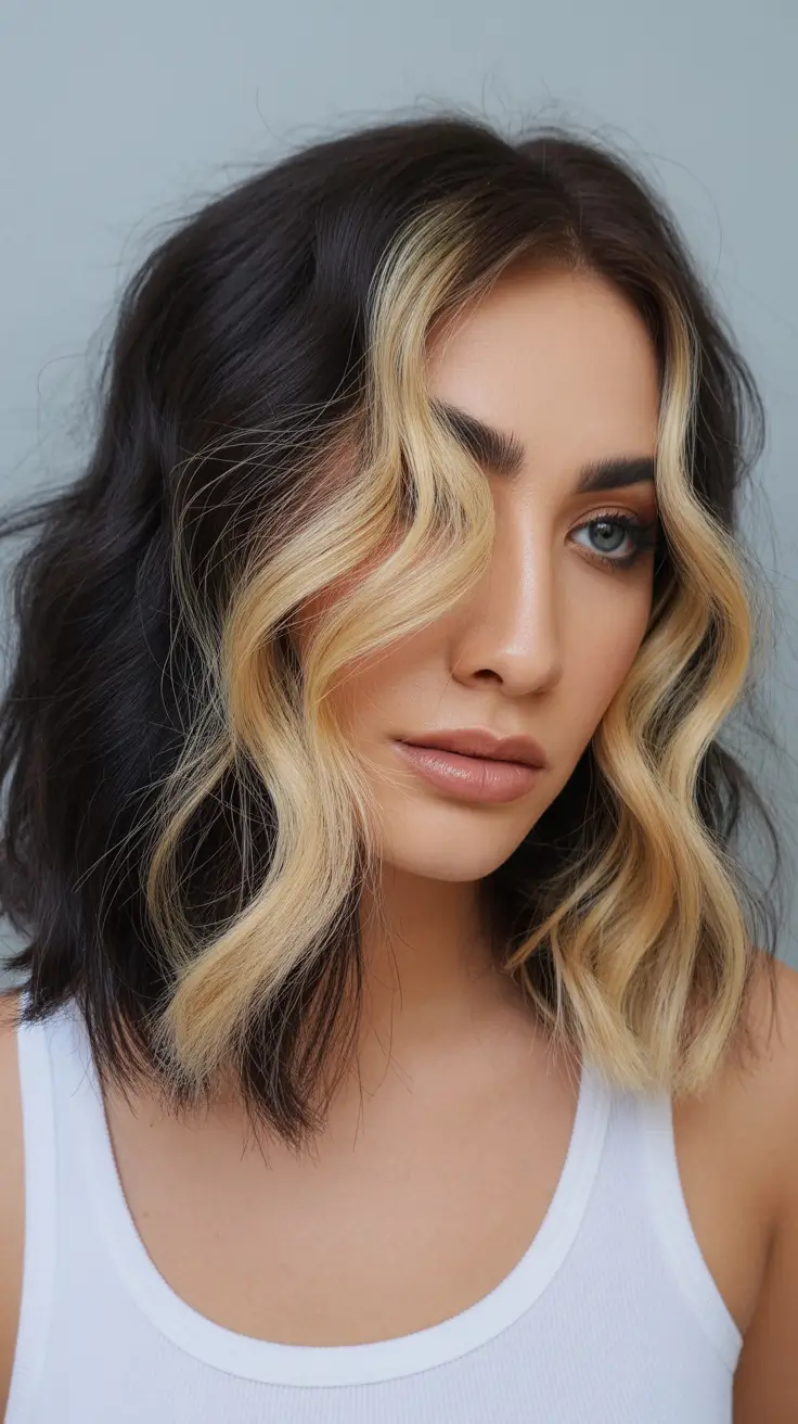 Balayage Hair Color for Winter 2025-2026 Bold Money Piece Contrast