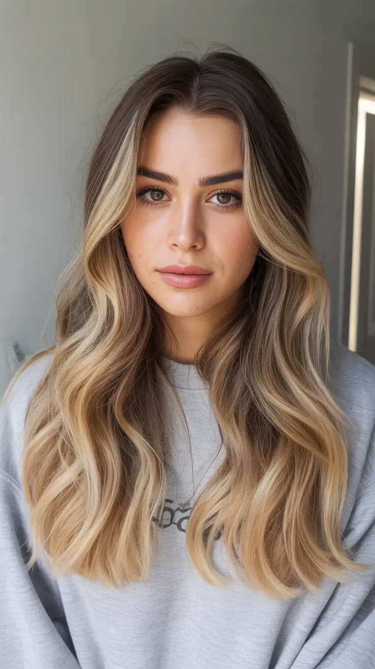 Balayage Hair Color for Winter 2025-2026 Honey Beige Waves