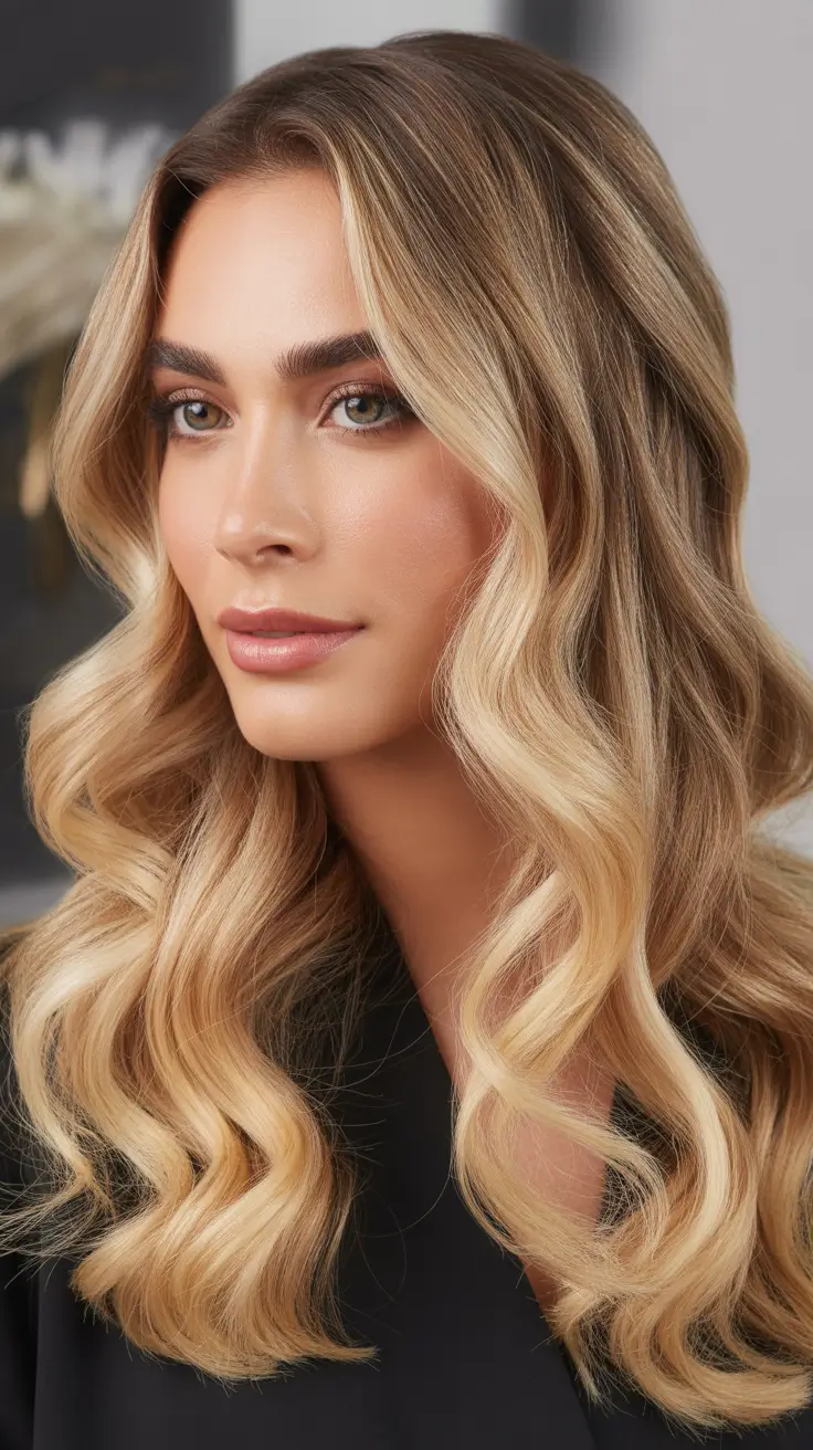 Balayage Hair Color for Winter 2025-2026 Champagne Glow