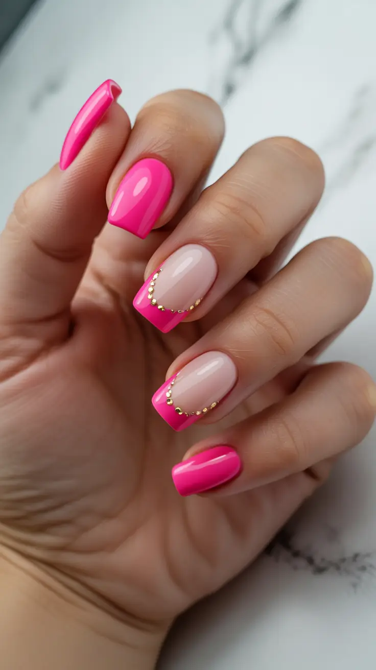 winter french tip nails classy Hot Pink Glam - A Burst of Winter Energy