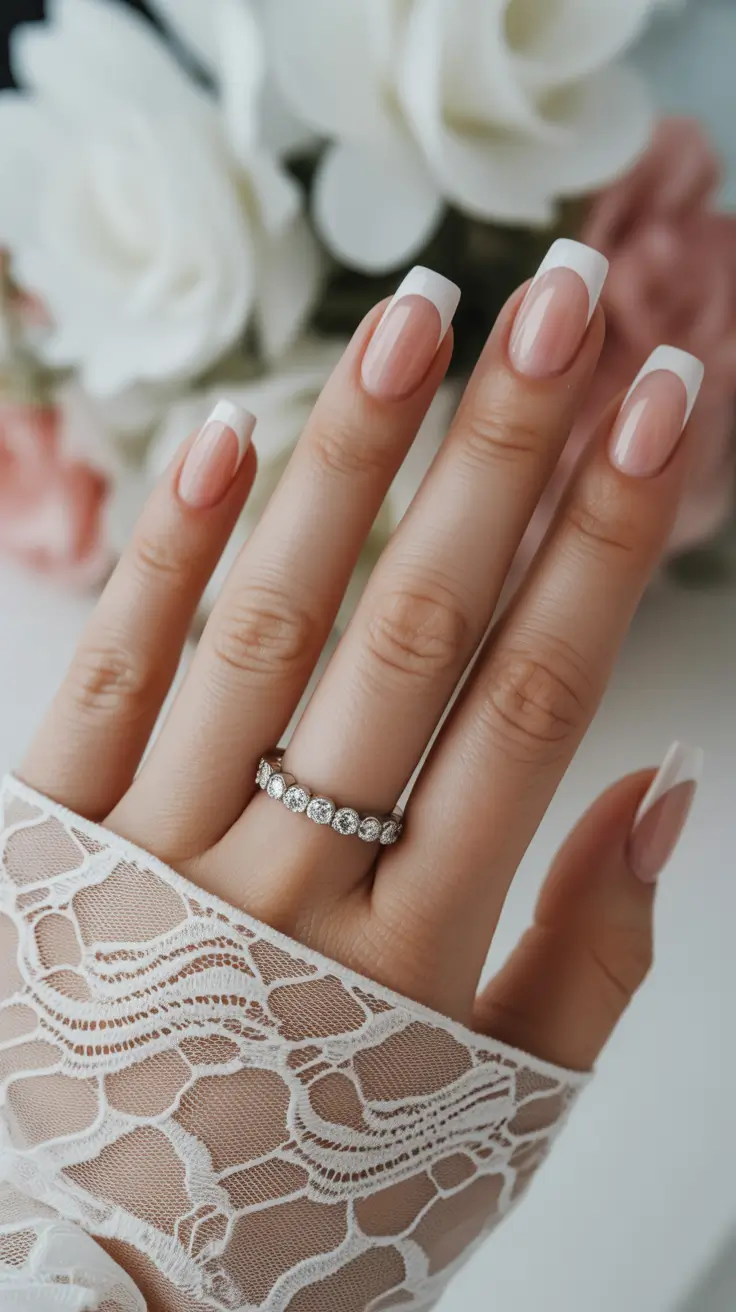 winter french tip nails round Classic White French - Timeless and Perfect