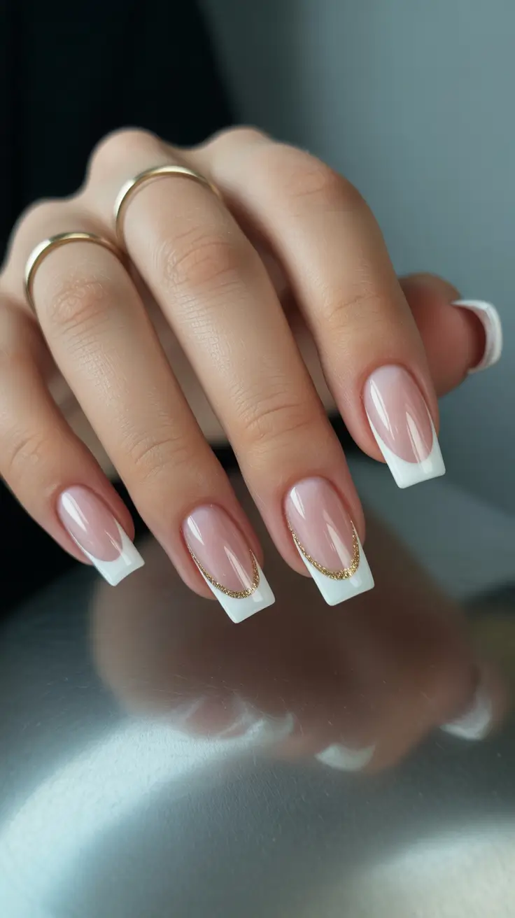 winter french tip nails classy Golden Line French - Minimal Meets Opulence