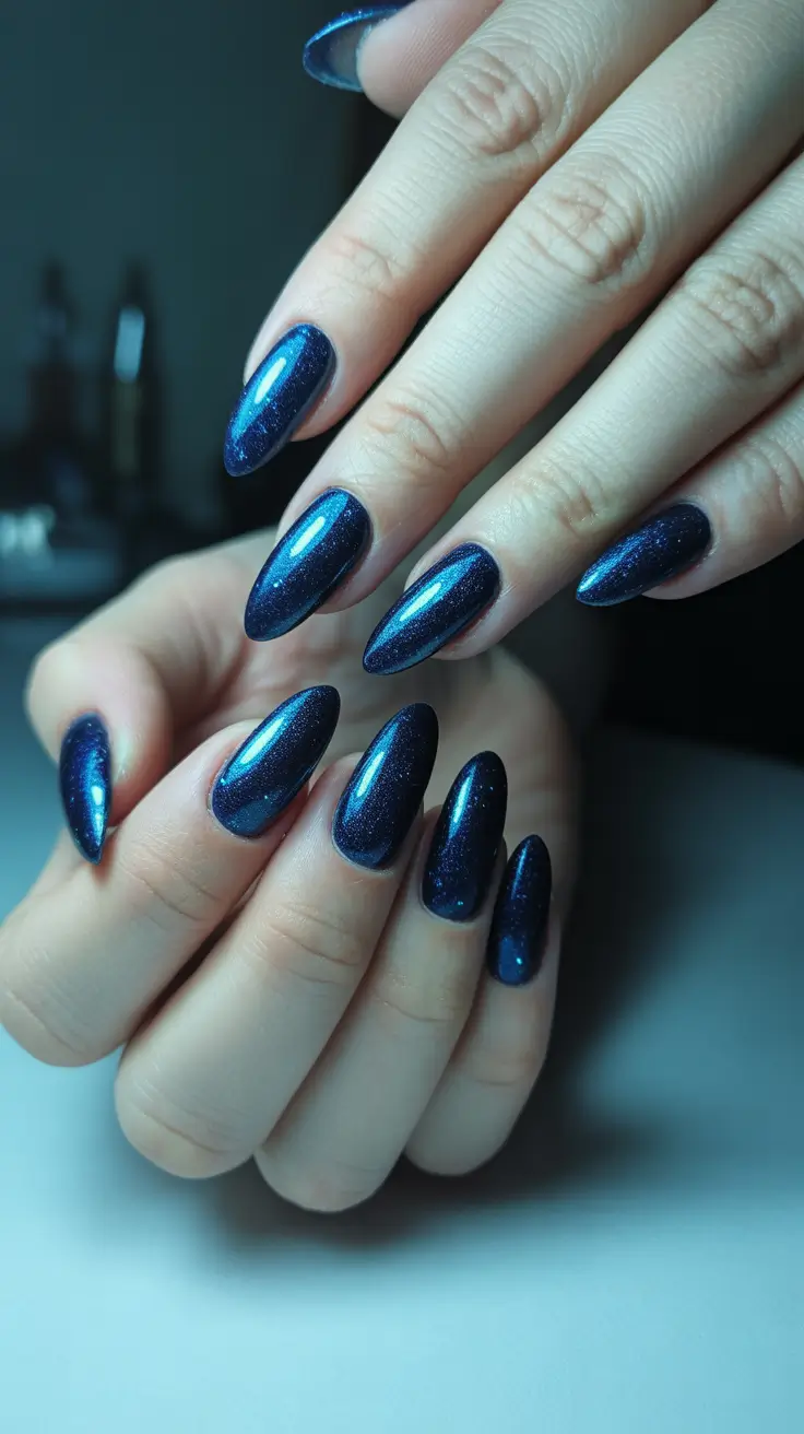 best winter nail colors 2025 - Midnight Starlight