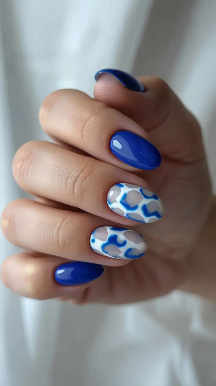 best winter nail colors 2025 - Blue Frost Leopard