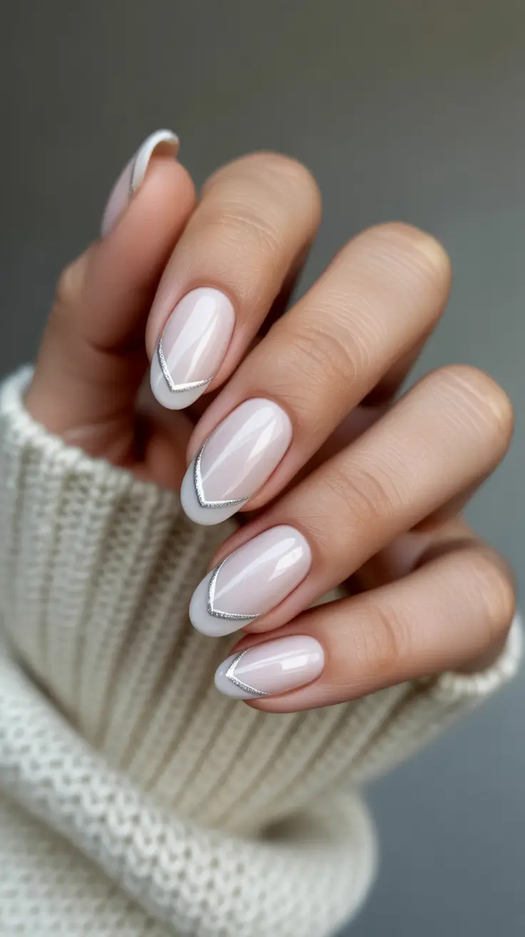 best winter nail colors 2025 - Minimal Silver-Tipped French