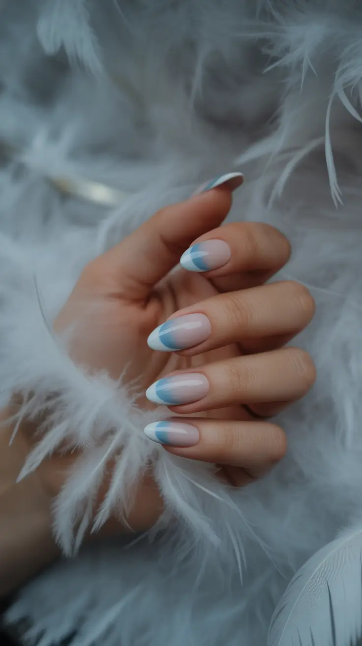 best winter nail colors 2025 - Blue Frost Fade