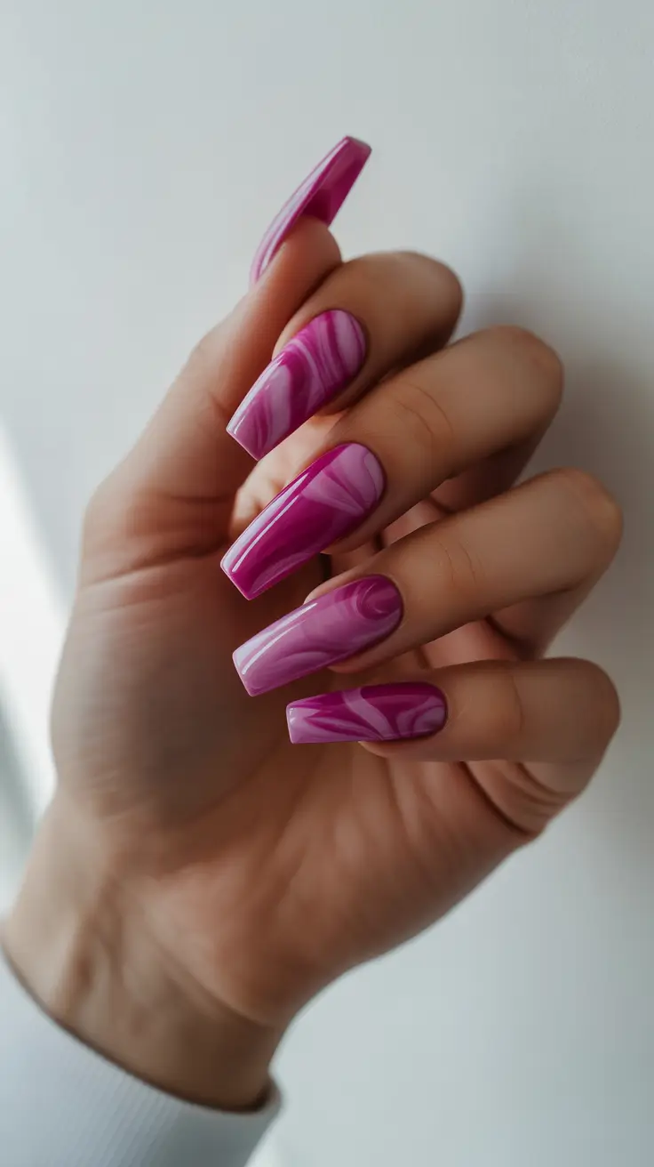 best winter nail colors 2025 - Marble Pink Passion