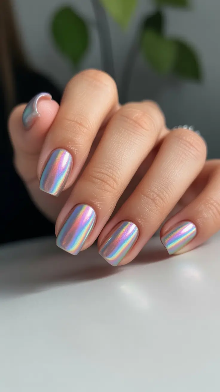 best winter nail colors 2025 - Holographic Ice Shine
