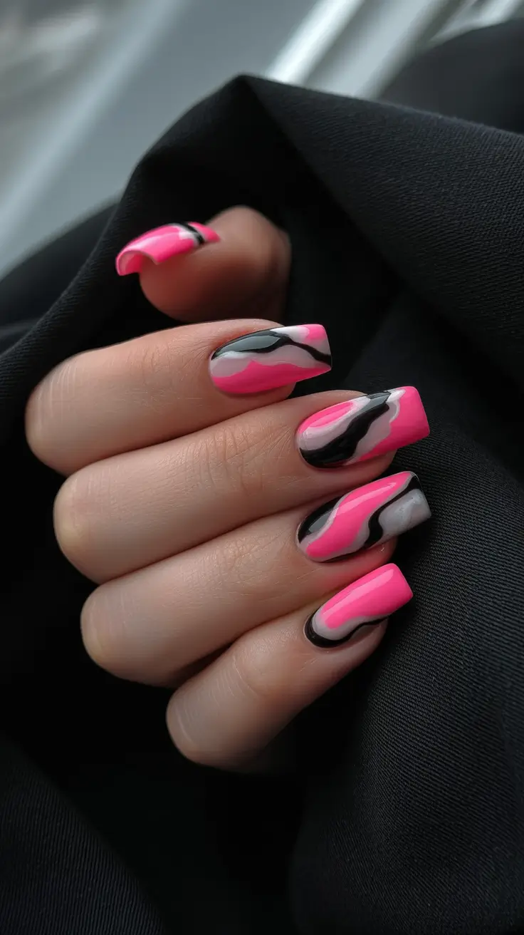 best winter nail colors 2025 - Hot Pink Smoke