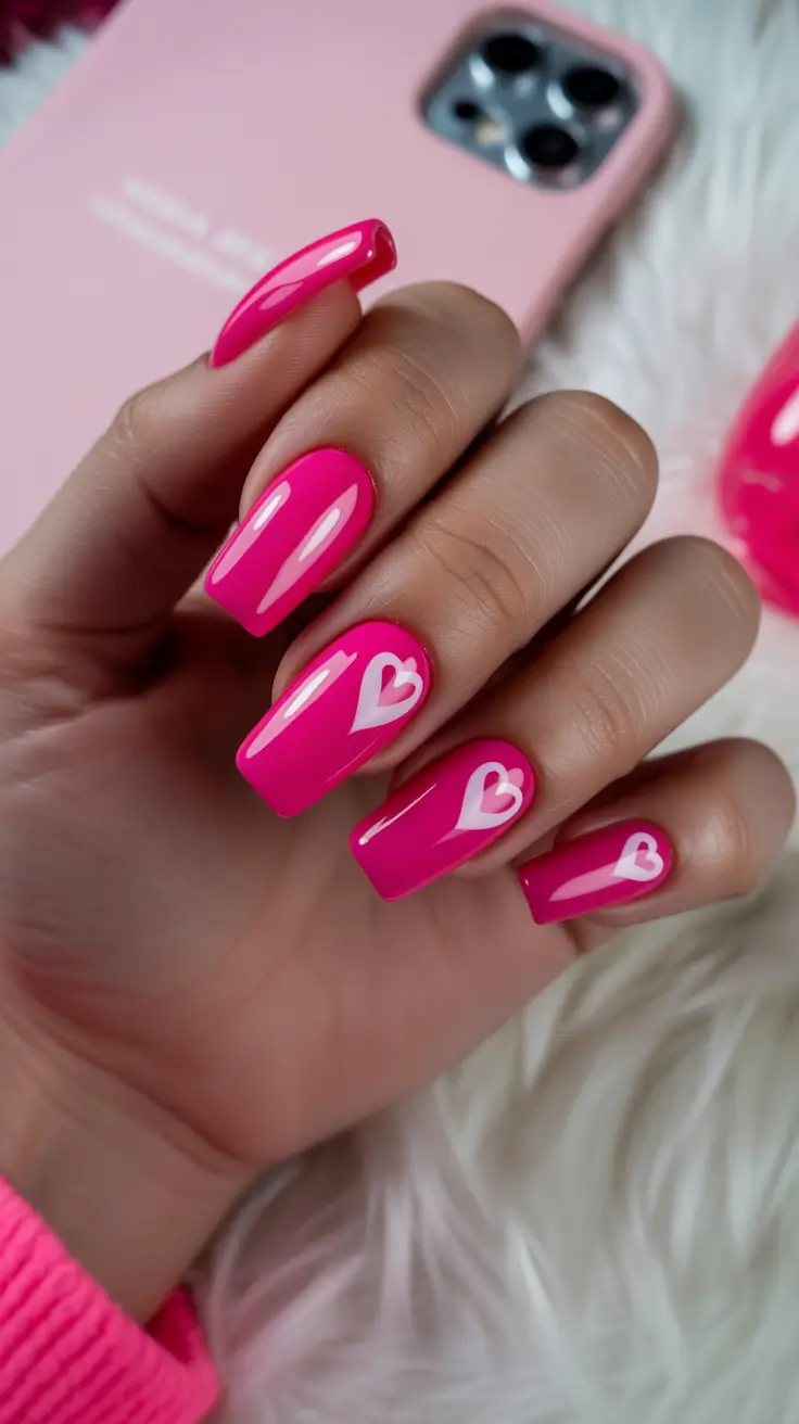 Best Winter Nail Trends 2025-2026 Hot Pink Hearts