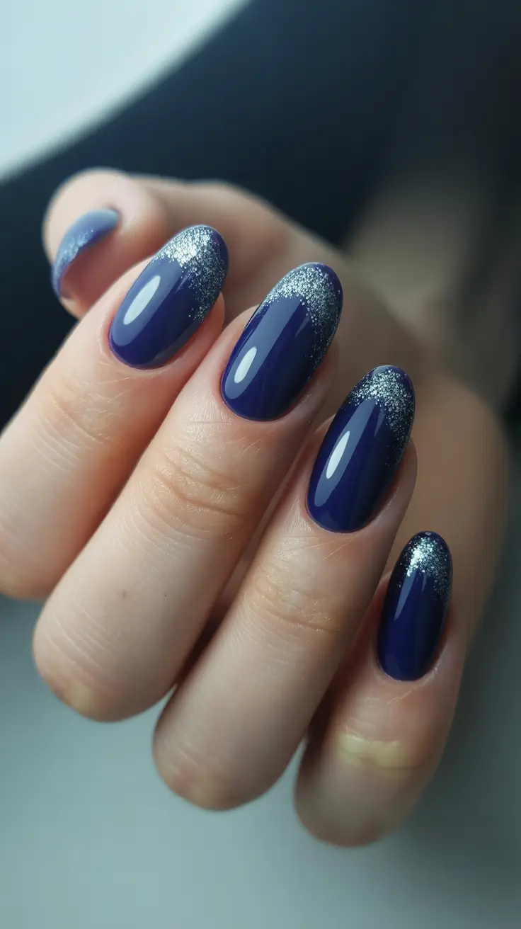Best Winter Nail Trends 2025-2026 Midnight Blue Spark