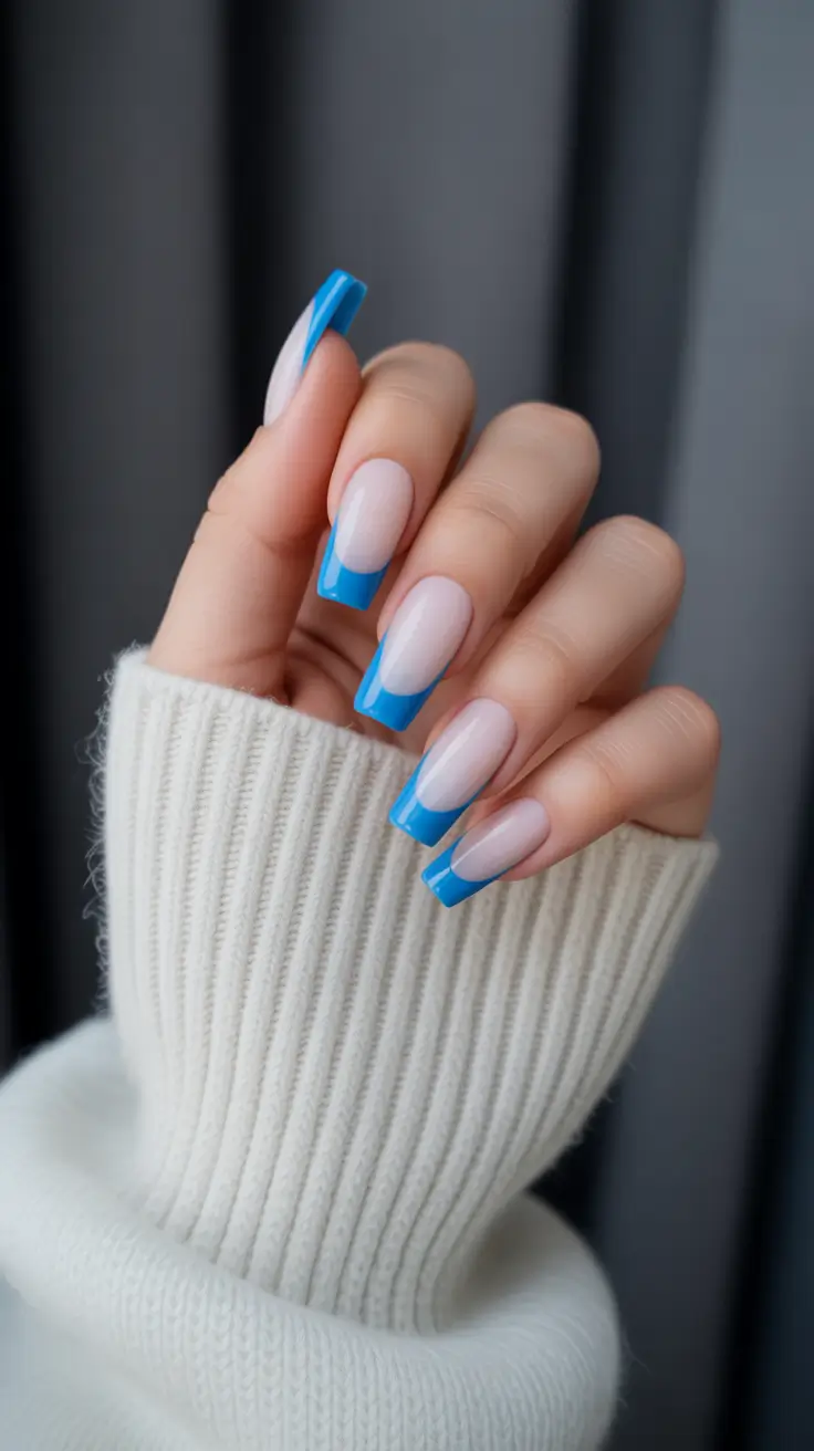 Blue Nail Trends for Winter 2025–2026 Sky Frost French