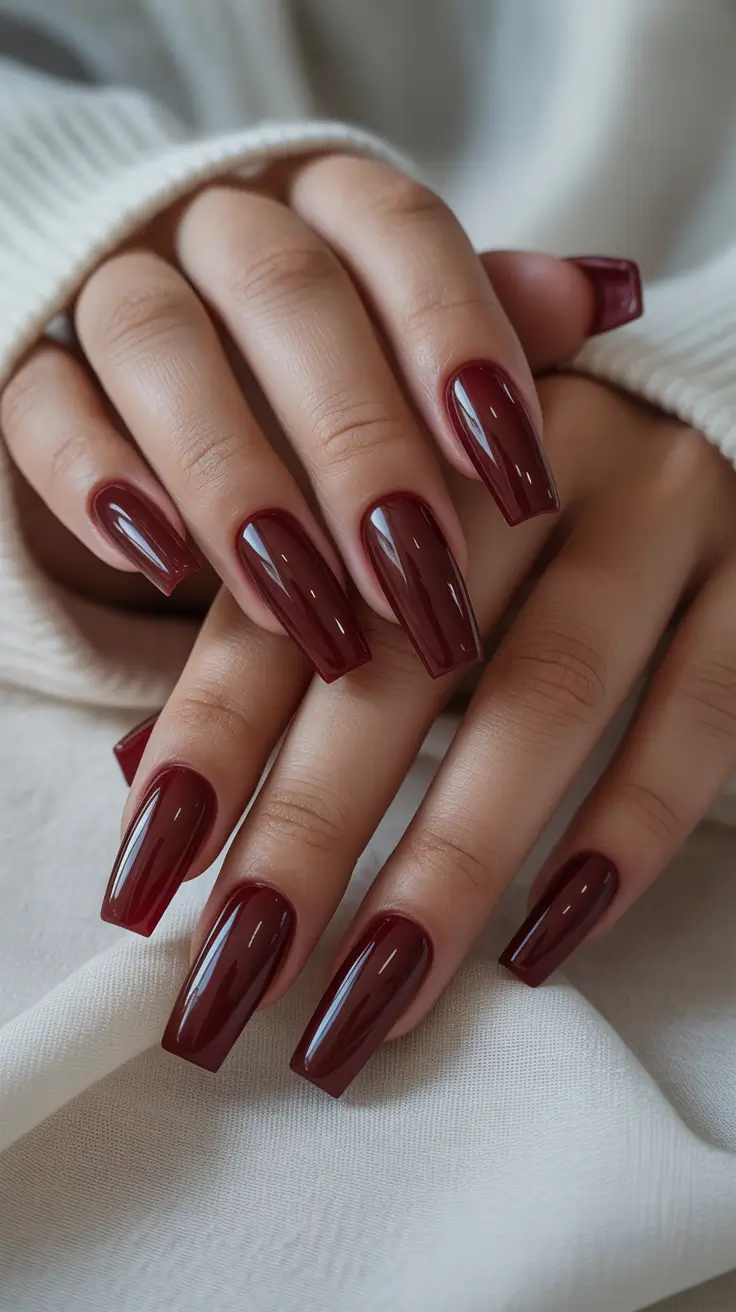Burgundy Winter Nails Colors 2025–2026 Chocolate Burgundy Serenity