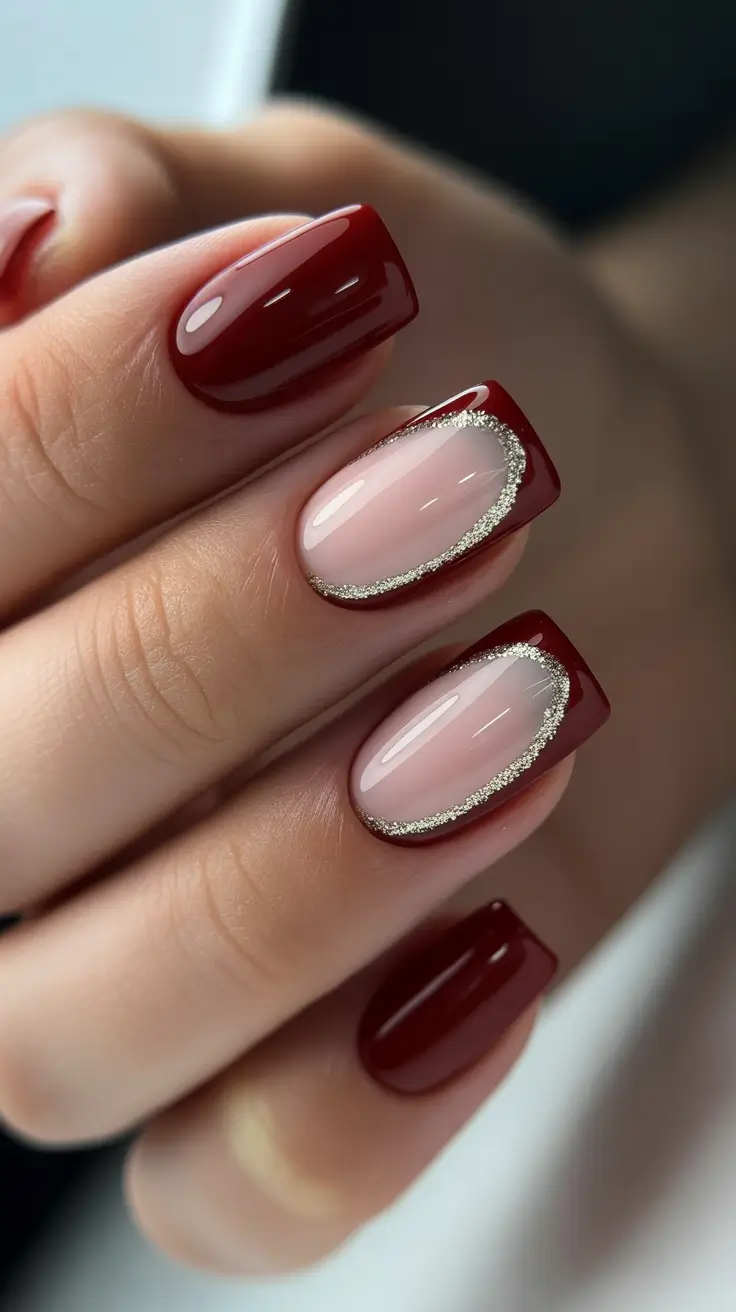 Burgundy Winter Nails Colors 2025–2026 Silver-Lined Bordeaux