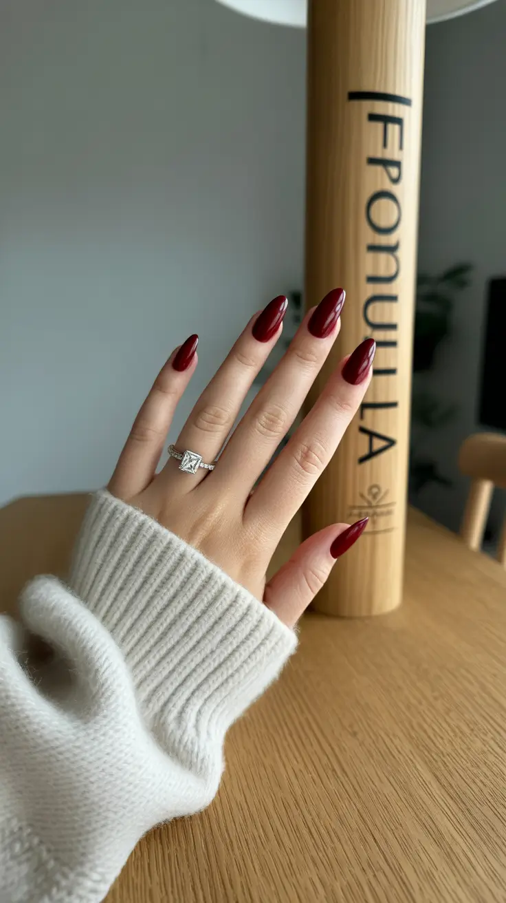 Burgundy Winter Nails Colors 2025–2026 Ruby Almond Grace