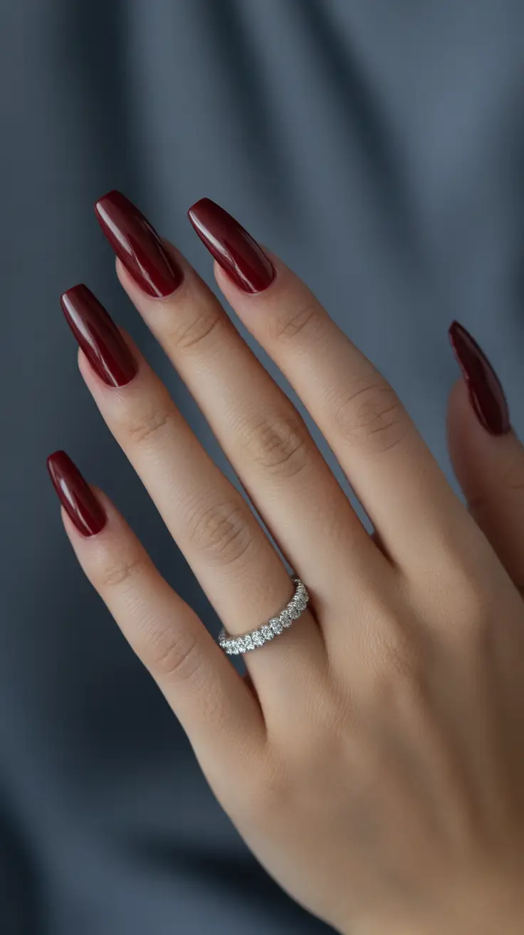 Burgundy Winter Nails Colors 2025–2026 Garnet Luxe Length