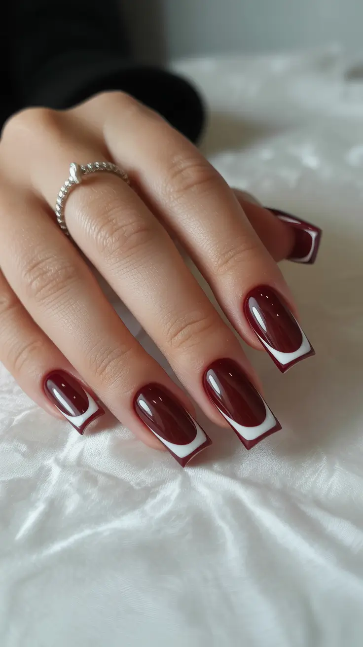 Burgundy Winter Nails Colors 2025–2026 Crimson Frame Design