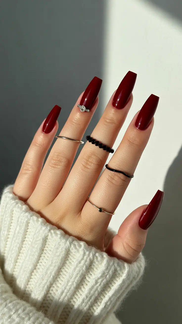 Burgundy Winter Nails Colors 2025–2026 Midnight Ruby Confidence