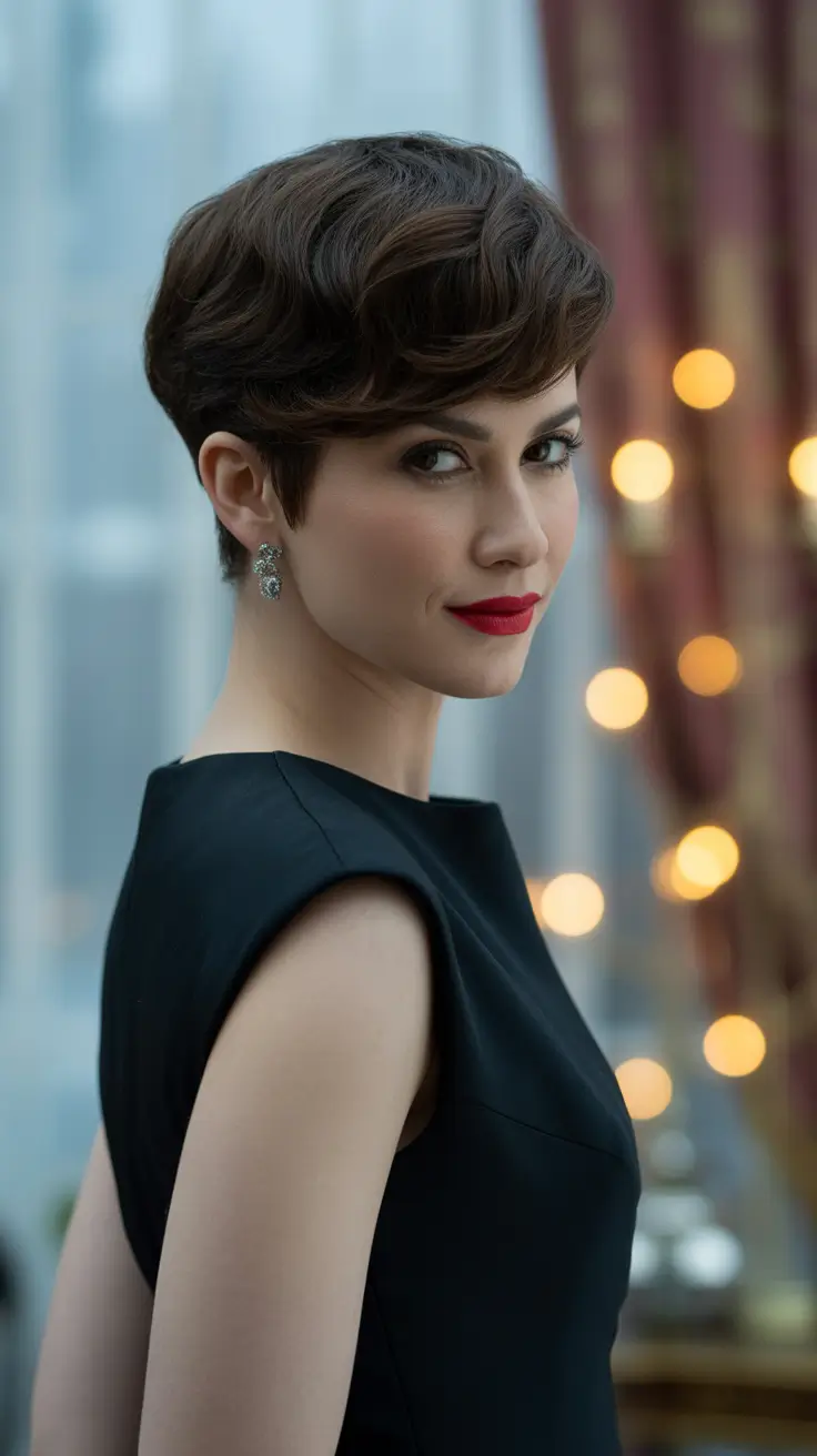 Chic Pixie Haircuts Winter 2025-2026 Inspiration Vintage Velvet Wave